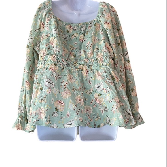 Torrid Clip Dot Blouson Sleeve Smocked Top - Picture 5 of 7